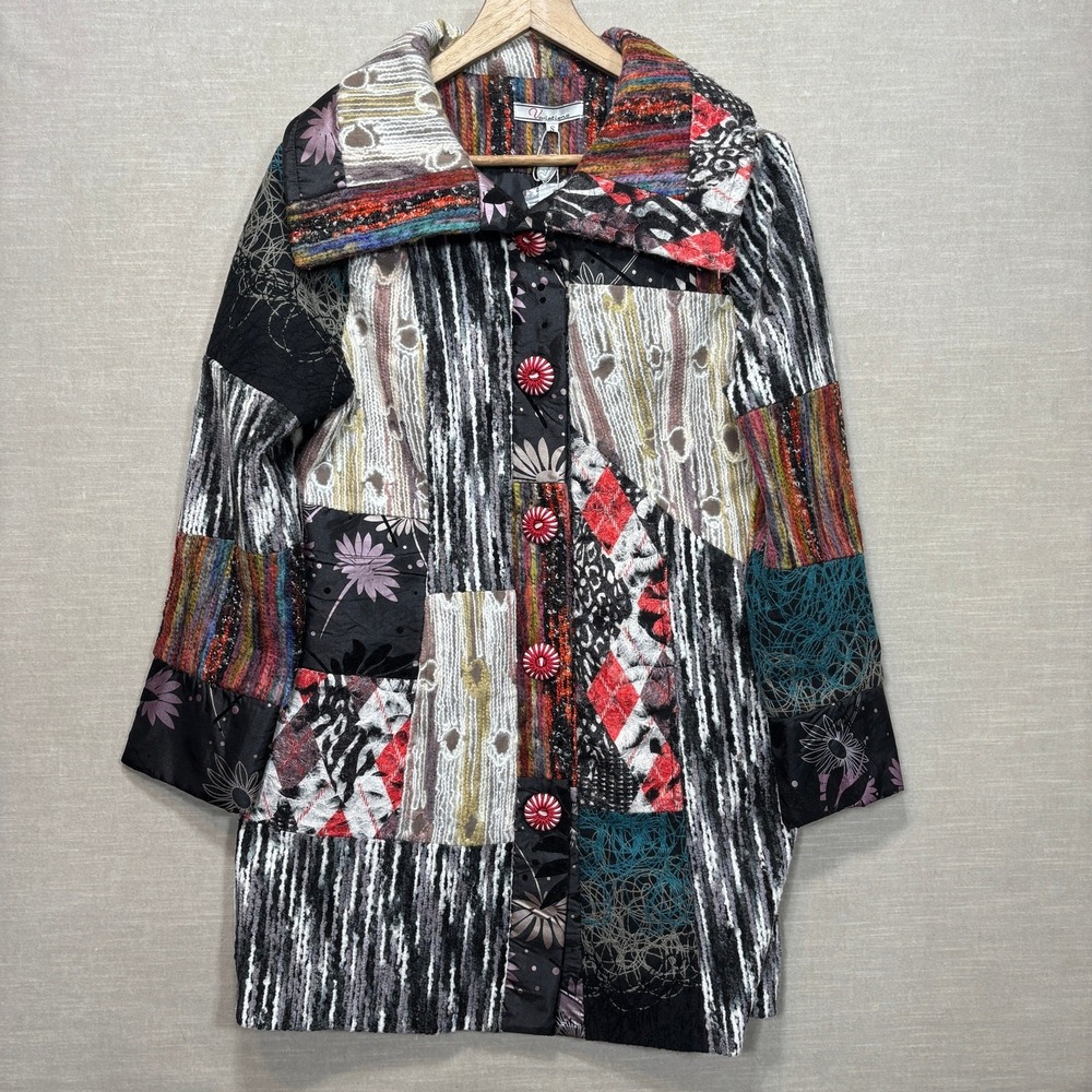 Variations Abstract Patchwork Jacket Women's Small Boho‎ Artsy Statement Layer
